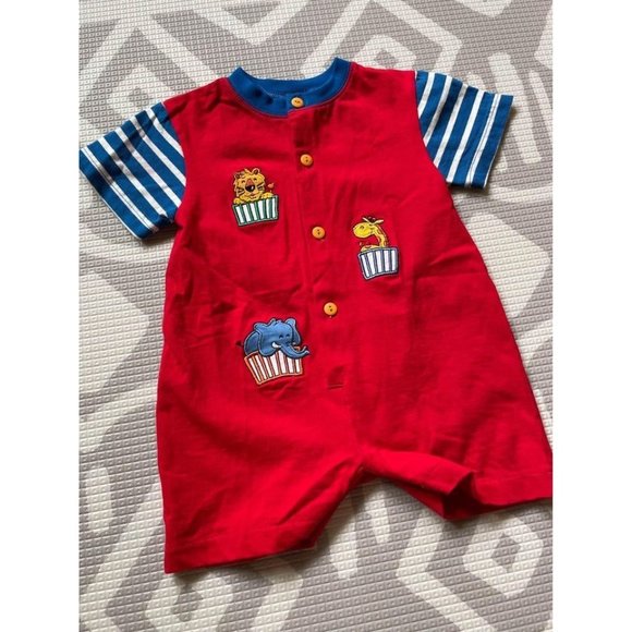 24M Basics Primary Color Jungle Animal Romper - Picture 2 of 6